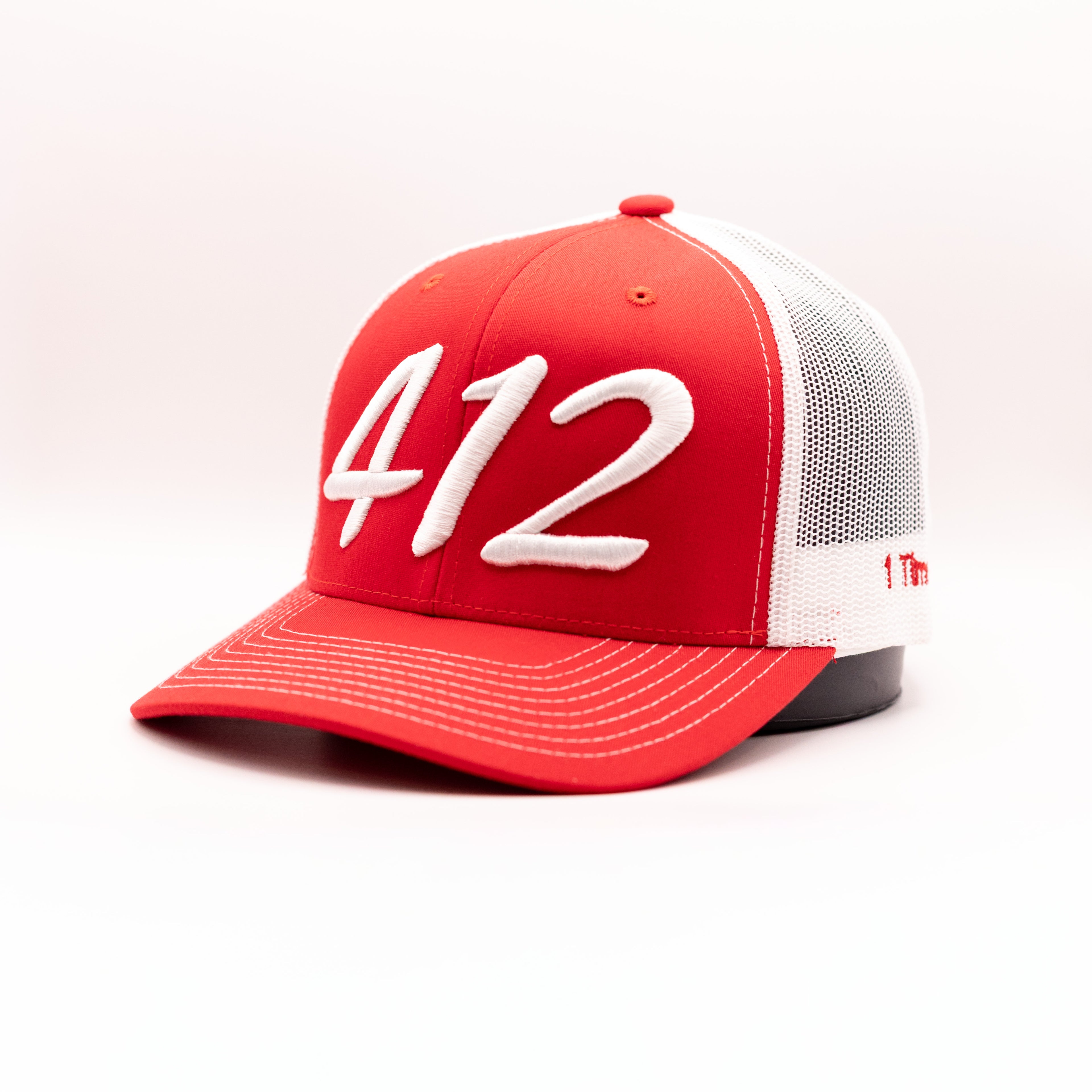 Red Brim-White 412 Hat