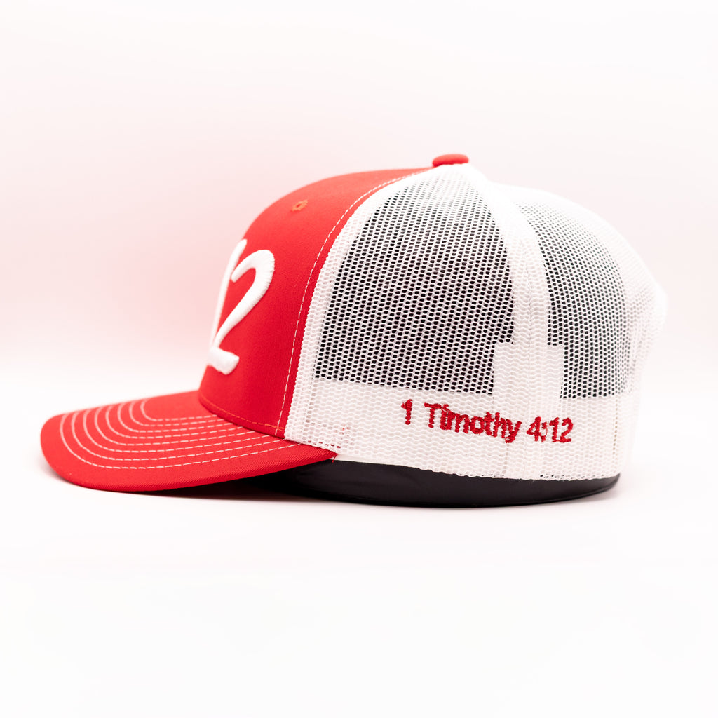 Red Brim-White 412 Hat
